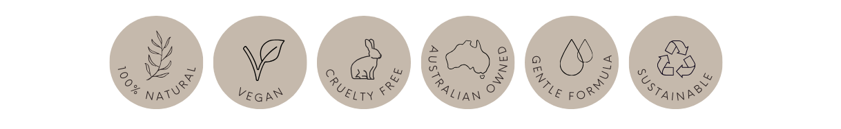 Set of six circular icons with various designs on a white background